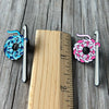 Blue Crochet Stitches and Hook Enamel Pin