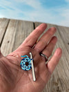Blue Crochet Stitches and Hook Enamel Pin