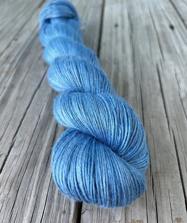 Powder Blues, light baby blue Bamboo Linen Treasures Yarn, Fingering Weight Yarn