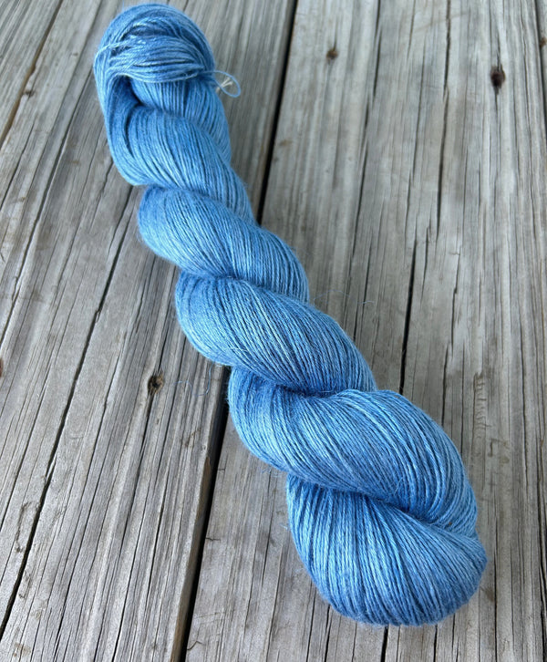 Powder Blues, light baby blue Bamboo Linen Treasures Yarn, Fingering Weight Yarn