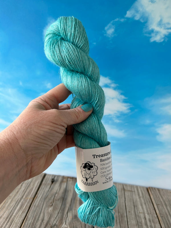 Sea Glass, light teal Bamboo Linen Treasures Yarn, Fingering Weight Yarn