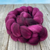 Burgundy Wine Targhee Wool Combed Top, hand dyed luxury spinning fiber, non super wash wool