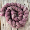 Dusty Rose Pink Polwarth Wool Yak Combed Top, hand dyed luxury spinning fiber, non super wash wool