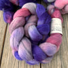 Pink Purple Gray Targhee Wool Combed Top, hand dyed luxury spinning fiber, non super wash wool