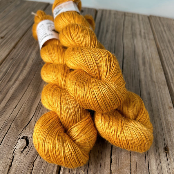 Sailing in the Sunshine, yellow Bamboo Linen Treasures Yarn, Fingering Weight Yarn