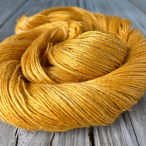 Sailing in the Sunshine, yellow Bamboo Linen Treasures Yarn, Fingering Weight Yarn