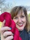 Swift Tides, Red Fuchsia Bamboo Linen Treasures Yarn, Fingering Weight Yarn
