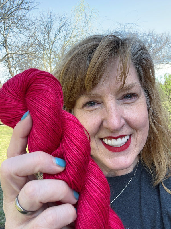Swift Tides, Red Fuchsia Bamboo Linen Treasures Yarn, Fingering Weight Yarn