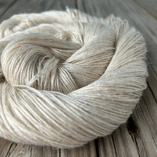 White Sand Beaches, cream off white Bamboo Linen Treasures Yarn, Fingering Weight Yarn