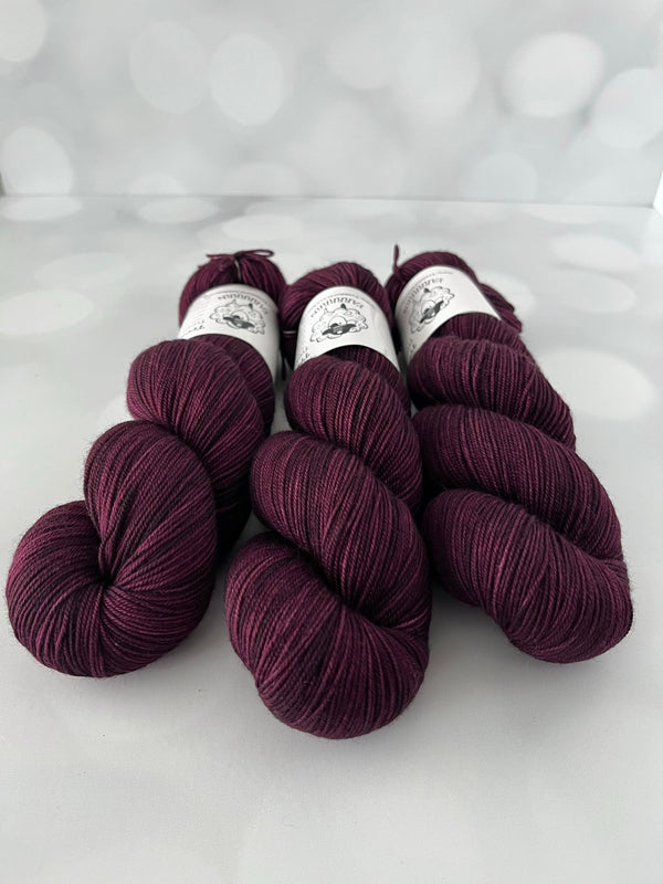 Song of the Sirens, Treasured Yak Toes Sock Yarn, magenta wine yarn