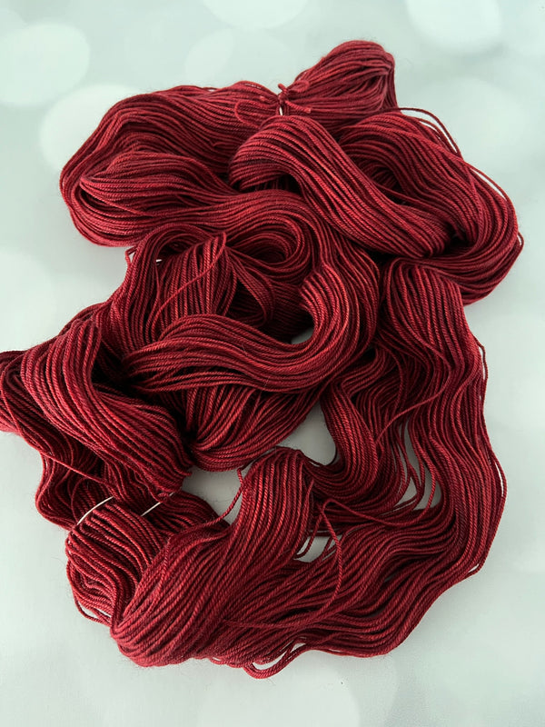 Blood Rubies, Treasured Yak Toes Sock Yarn, crimson red yarn