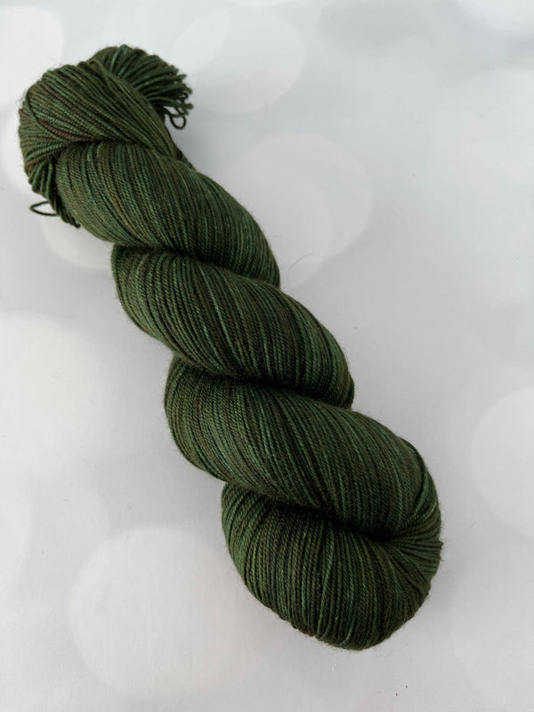 Land Ho! Treasured Yak Toes Sock Yarn, forest green yarn