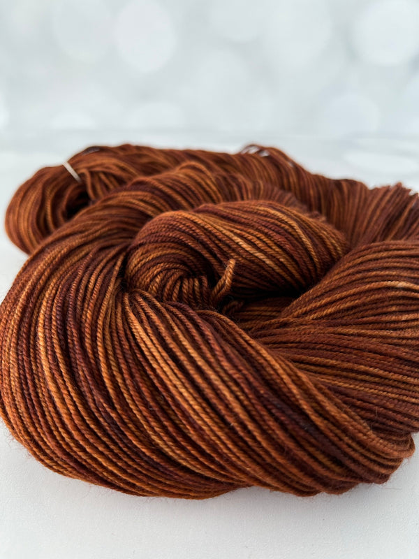 Copper Cove, Treasured Yak Toes Sock Yarn, orange yarn