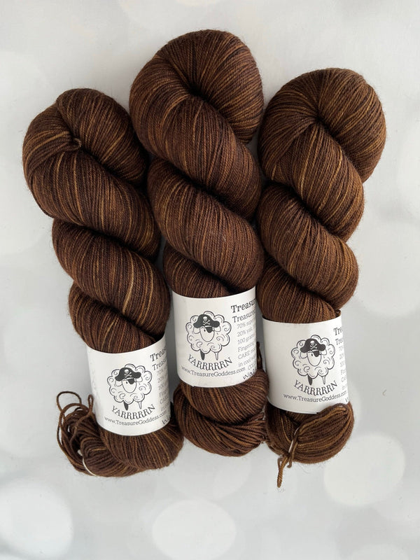 Walk the Plank, Treasured YAK Toes Sock Yarn, chocolate brown yarn