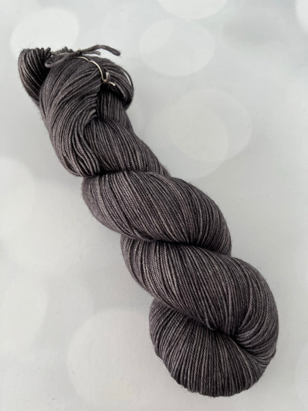 Gunpowder, Treasured Yak Toes Sock Yarn, dark charcoal gray yarn