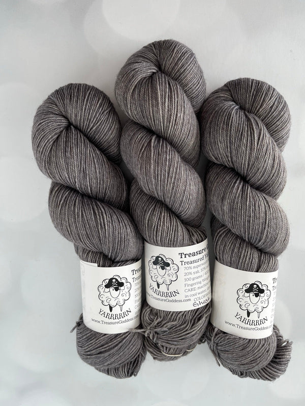 Ghost Ship, Treasured Yak Toes Sock Yarn, charcoal gray yarn