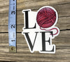 Yarn Ball Love Vinyl Stickers, Pink, Blue or Orange