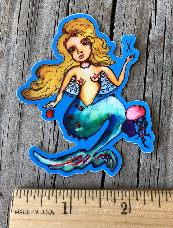 Knitting Mermaid Vinyl Sticker