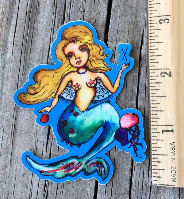 Knitting Mermaid Vinyl Sticker