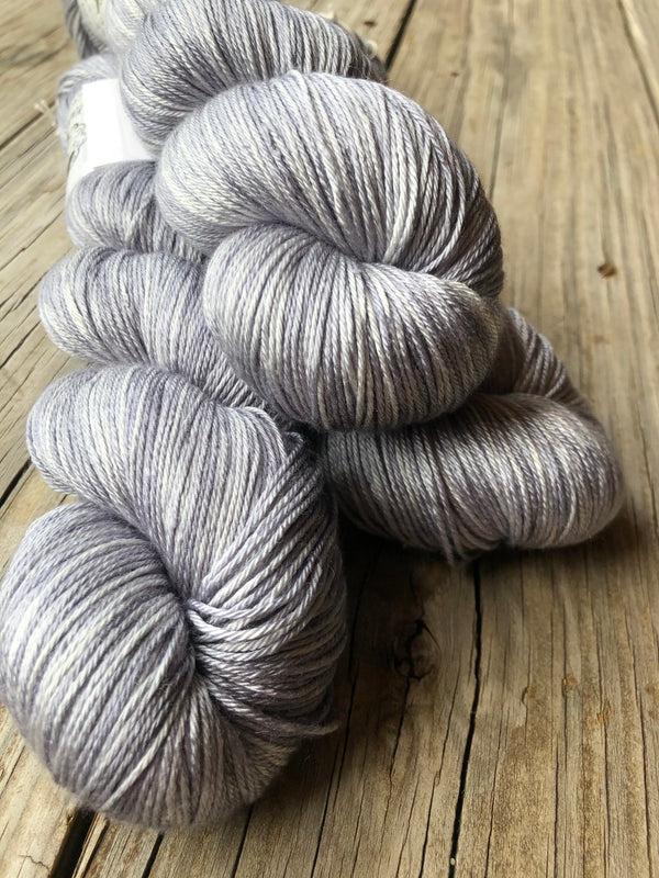 Pieces of Eight, Silver Gray, Pure Silk Riches Yarn, Fingering Weight Yarn