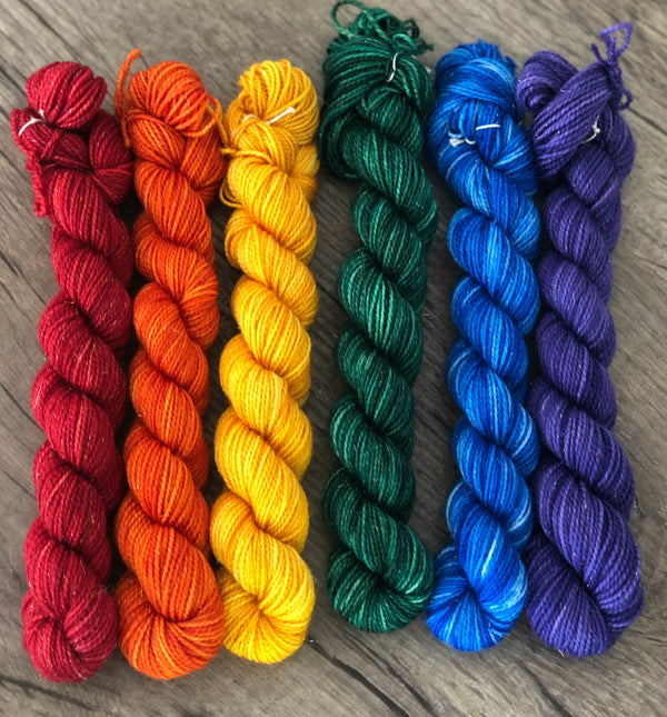 Rainbow Shawl Knitting Kit, Gradient Sock Yarn Mini Skein Set