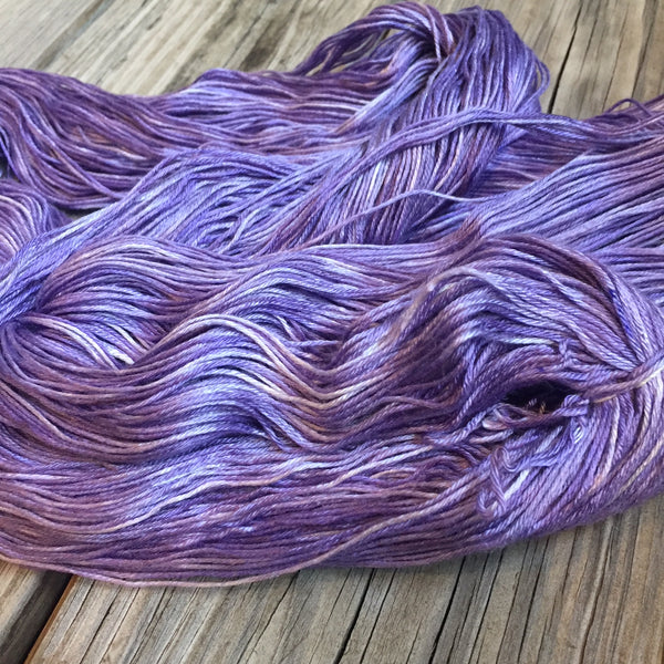 Avast ye Wildcats, Lilac Purple, Pure Silk Riches Yarn, Fingering Weight Yarn