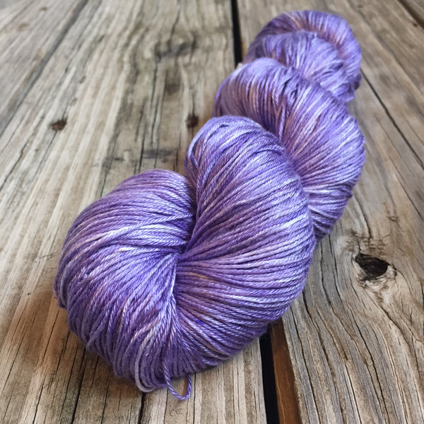 Avast ye Wildcats, Lilac Purple, Pure Silk Riches Yarn, Fingering Weight Yarn