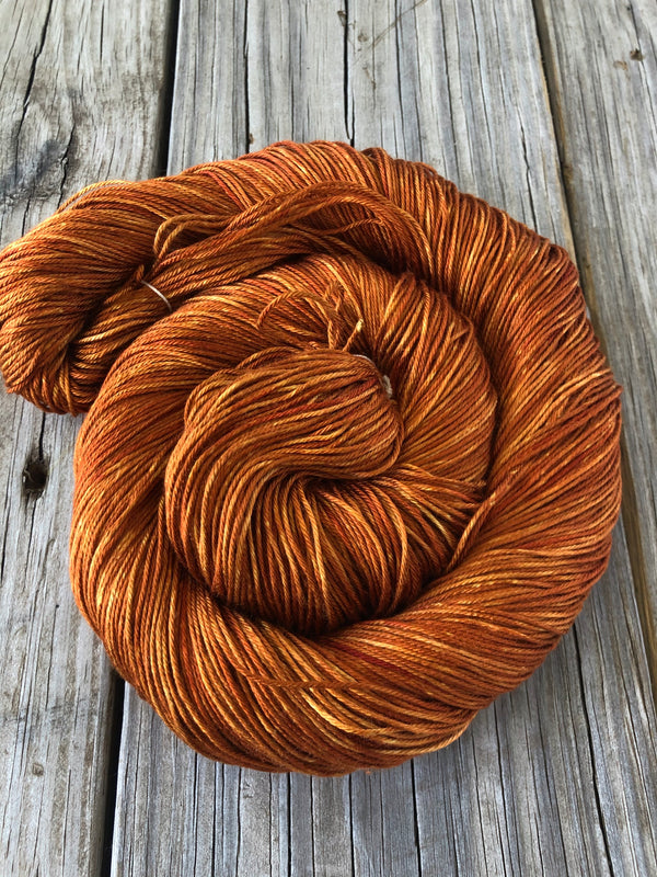 Copper Cove, Rust Copper Orange, Pure Silk Riches Yarn, Fingering Weight Yarn