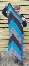 PDF Riptide Rebel Asymmetrical Chevron Shawl Knitting Pattern DK Yarn Digital Download silver treasuregoddess silver gray grey turquoise swm