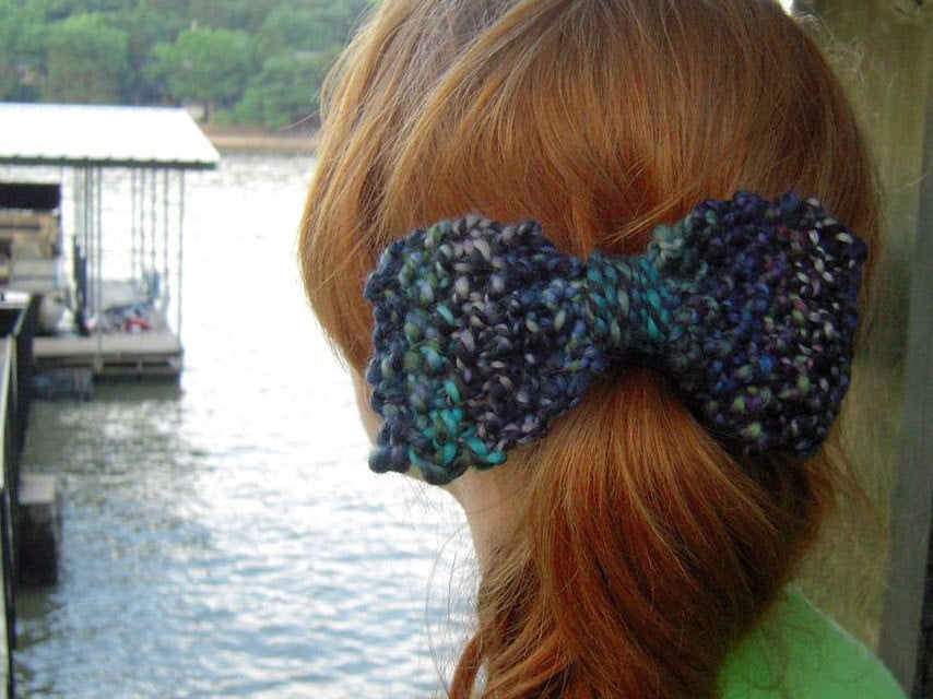 Hair Bow Knitting Pattern, Pattern for Handspun Yarn