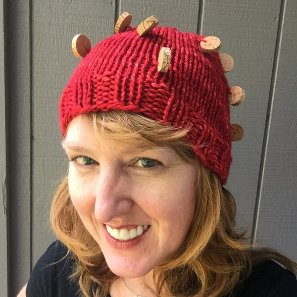 Wine Cork Hat Knitting Pattern handspun PDF bulky yarn hat pattern Digital Download Rose Burgandy Merlot cabernet yarn wine cork diy