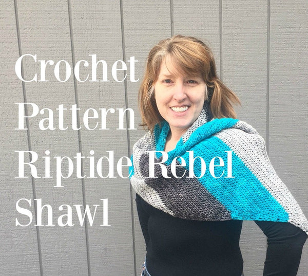 Crochet Shawl Pattern PDF Riptide Rebel Asymmetrical Chevron DK Yarn Digital Download silver treasuregoddess silver gray grey turquoise swm