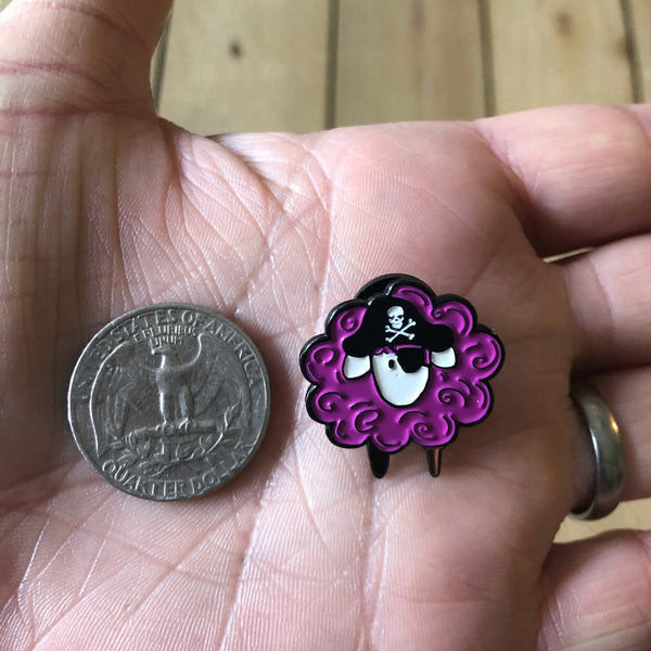 Pirate Sheep Enamel Pin knitters crocheters spinners