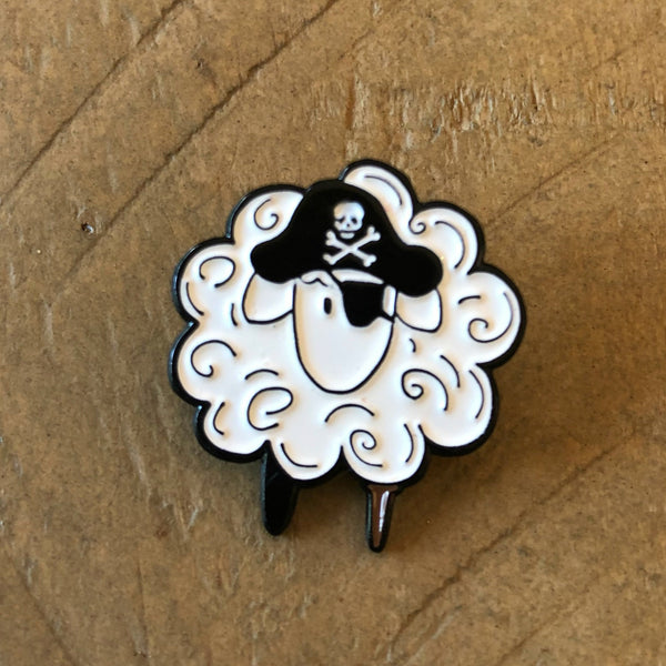 Pirate Sheep Enamel Pin knitters crocheters spinners