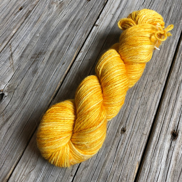 goldenrod yellow cashmere silk alpaca yarn, Hand Dyed DK Yarn, Poseidon&#39;s Trident, Treasured DK Luxe