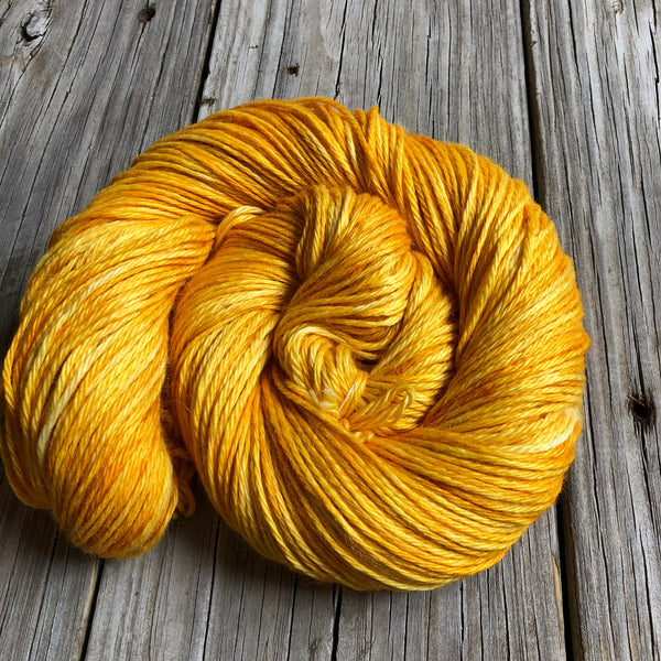 goldenrod yellow cashmere silk alpaca yarn, Hand Dyed DK Yarn, Poseidon's Trident, Treasured DK Luxe