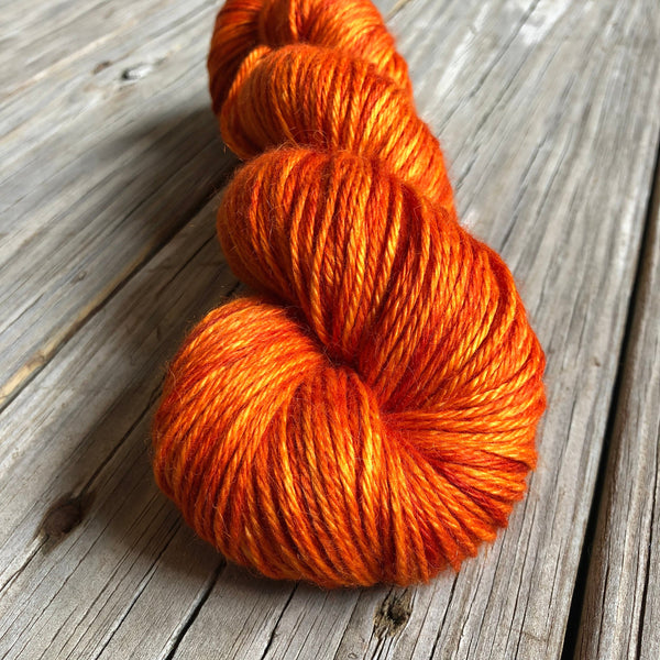 firey orange cashmere silk alpaca yarn, Hand Dyed DK Yarn, Lusty Wench, Treasured DK Luxe