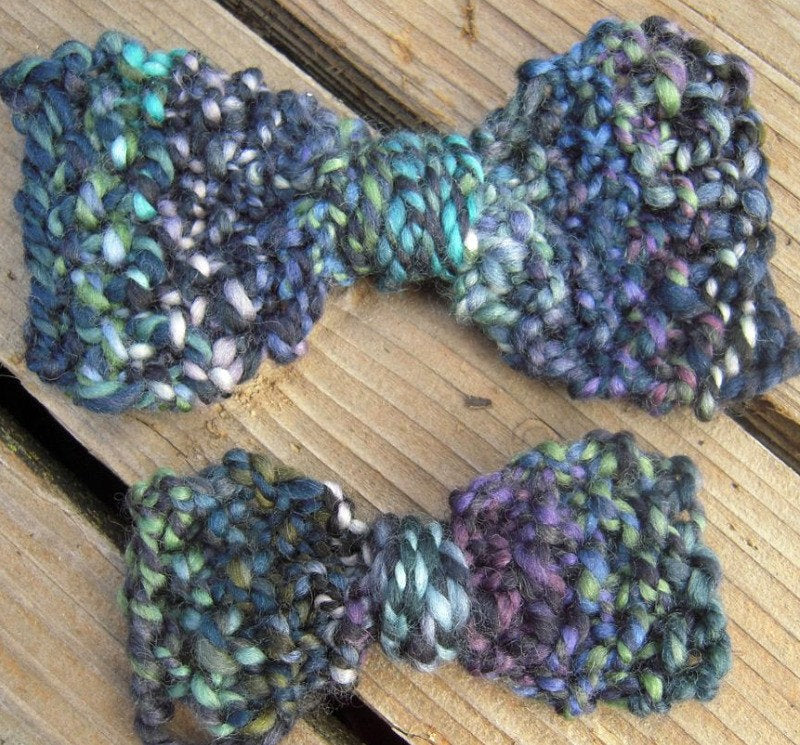 Hair Bow Knitting Pattern, Pattern for Handspun Yarn Treasure Goddess