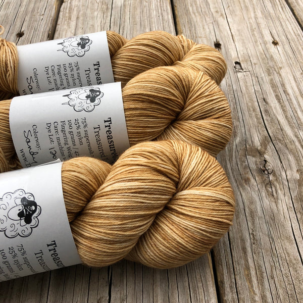 Hand Dyed Sock Yarn, Sandy Beachu, Taupe Tan, Treasured Toes Sock Yarn