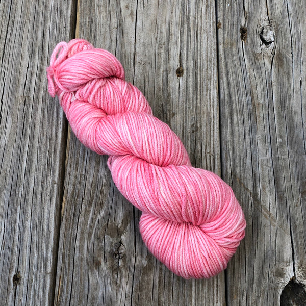 pink Hand Dyed Worsted Weight Yarn, Damsel in Distress, Treasured Warmth