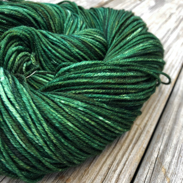 forest green Hand Dyed Worsted Weight Yarn, Land Ho! Treasured Warmth