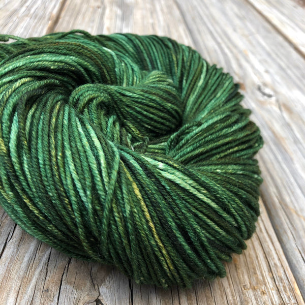 forest green Hand Dyed Worsted Weight Yarn, Land Ho! Treasured Warmth