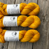 Hand Dyed Sock Yarn, Goldenrod Yellow, Poseidon’s Trident, Treasured Toes Sock Yarn