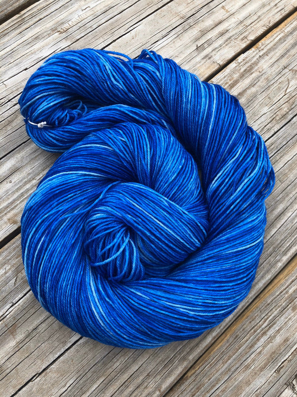 Hand Dyed Sock Yarn, Royal Blue, Swimmin with the Fishes, Treasured Toes