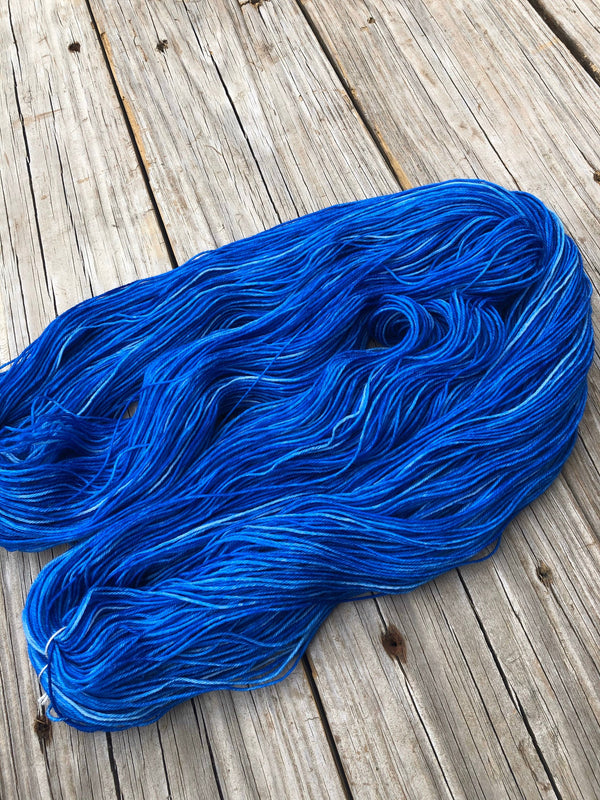 Hand Dyed Sock Yarn, Royal Blue, Swimmin with the Fishes, Treasured Toes