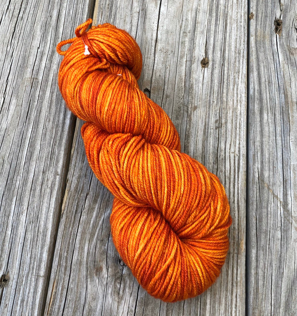 orange Hand Dyed Worsted Weight Yarn, Lusty Wench, Treasured Warmth