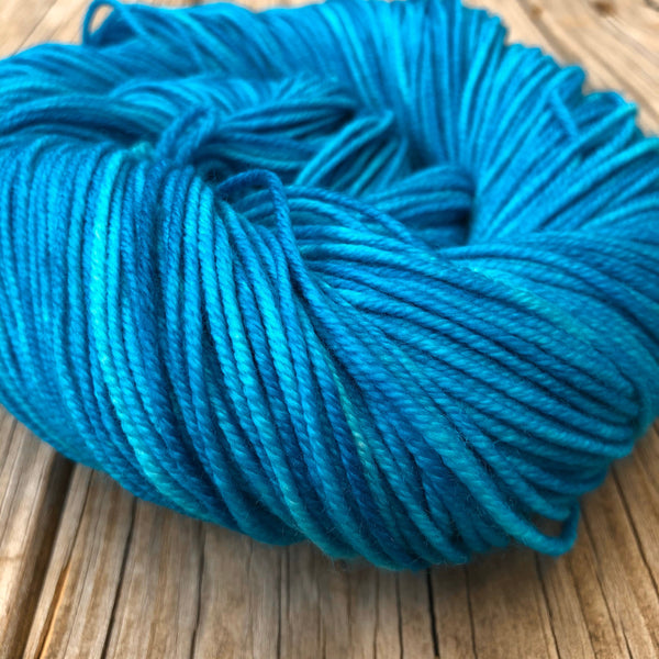 turquoise teal Hand Dyed Worsted Weight Yarn, Mermaid’s Curse, Treasured Warmth