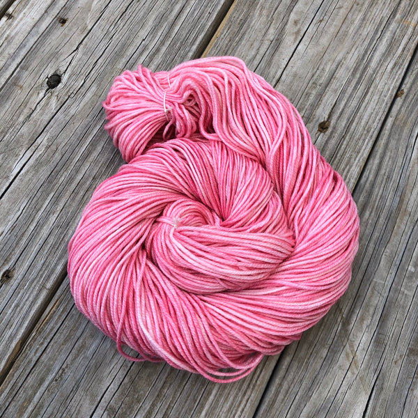 pink Hand Dyed Worsted Weight Yarn, Damsel in Distress, Treasured Warmth