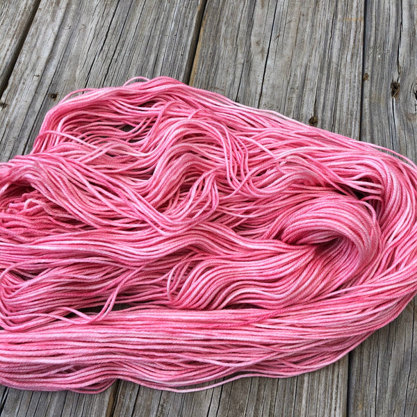 pink Hand Dyed Worsted Weight Yarn, Damsel in Distress, Treasured Warmth