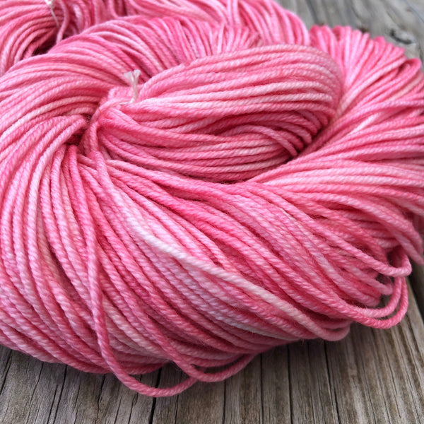 pink Hand Dyed Worsted Weight Yarn, Damsel in Distress, Treasured Warmth